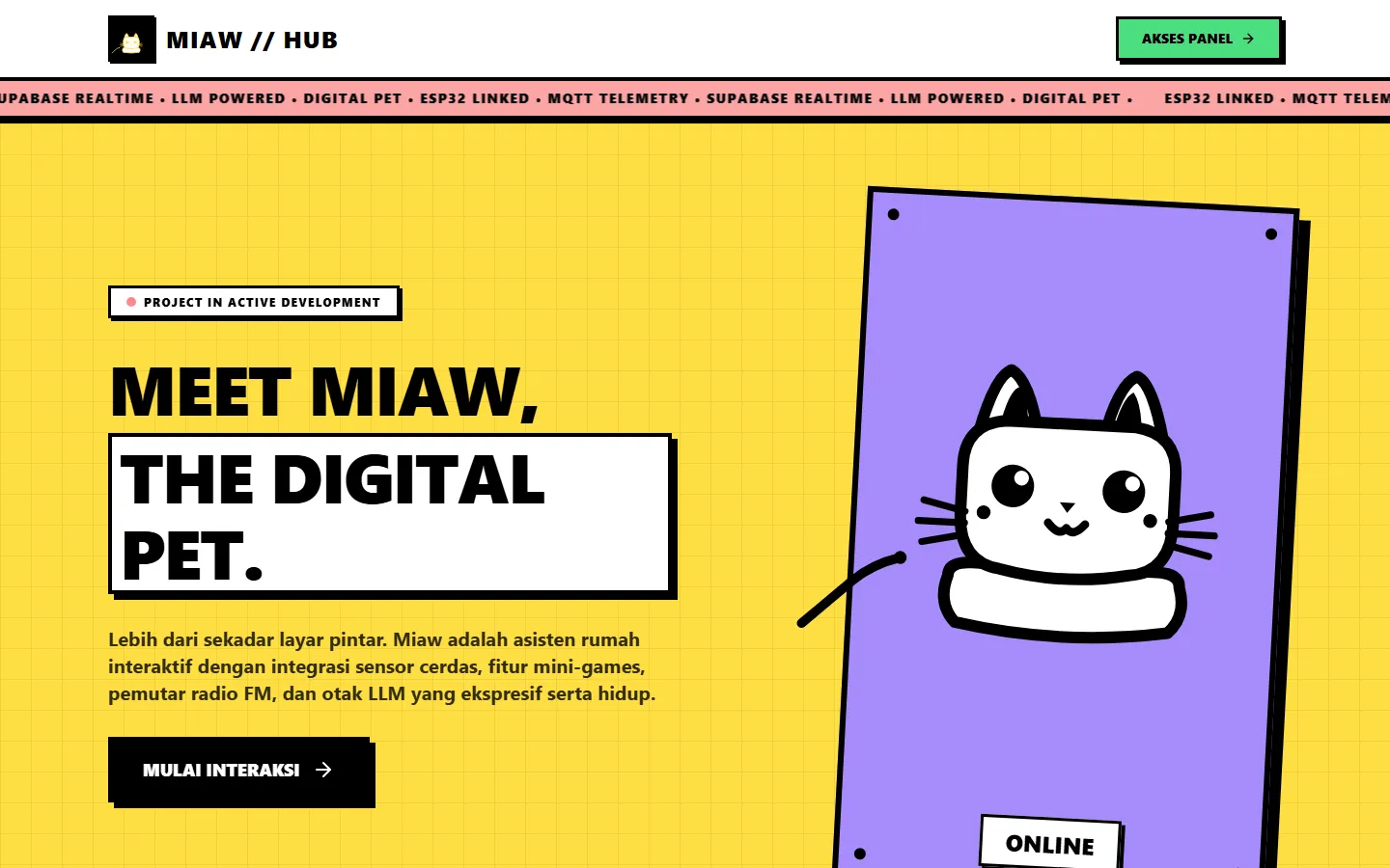 Miaw: Hewan peliharaan digital yang terhubung ke perangkat rumah.